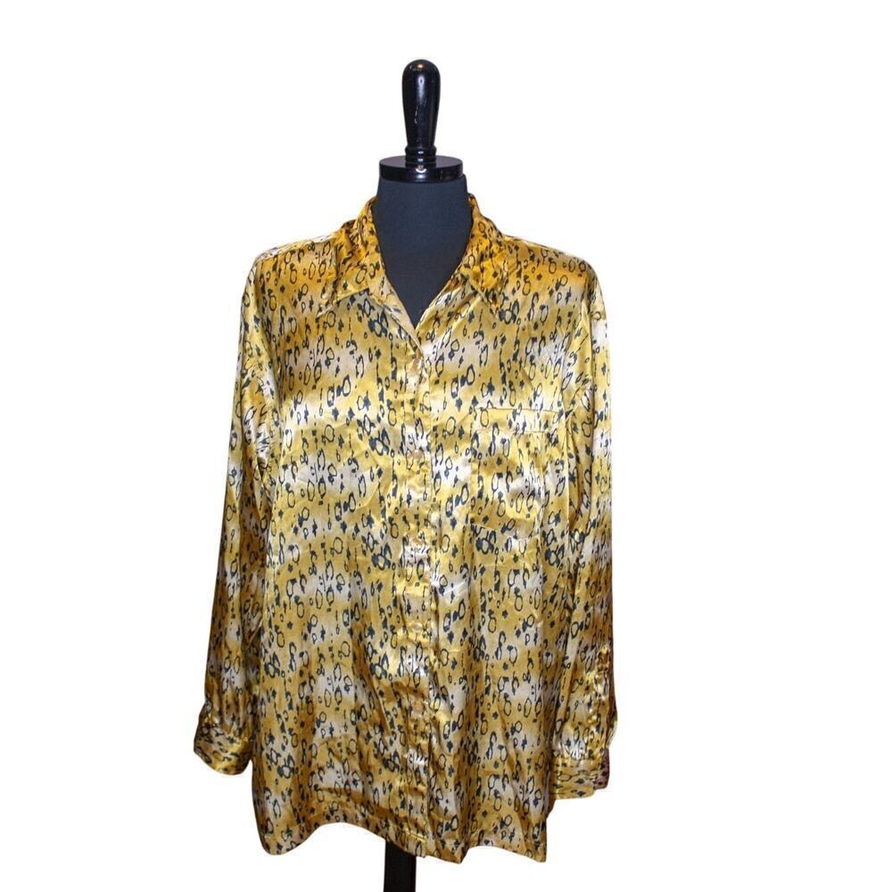 Evandale Intimates Cheetah Print Sleep Top Satin Animal Print Sleepwear